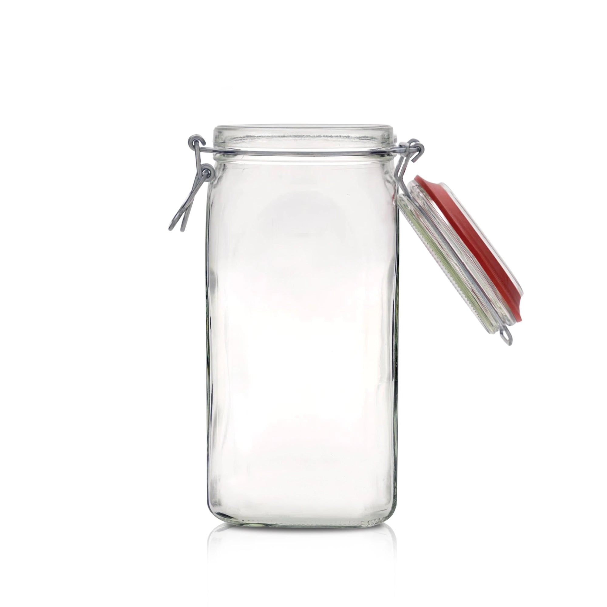 Le Pratique - Weckpot - 1,4 Liter - Vierkante Beugelpot 1400ml - open