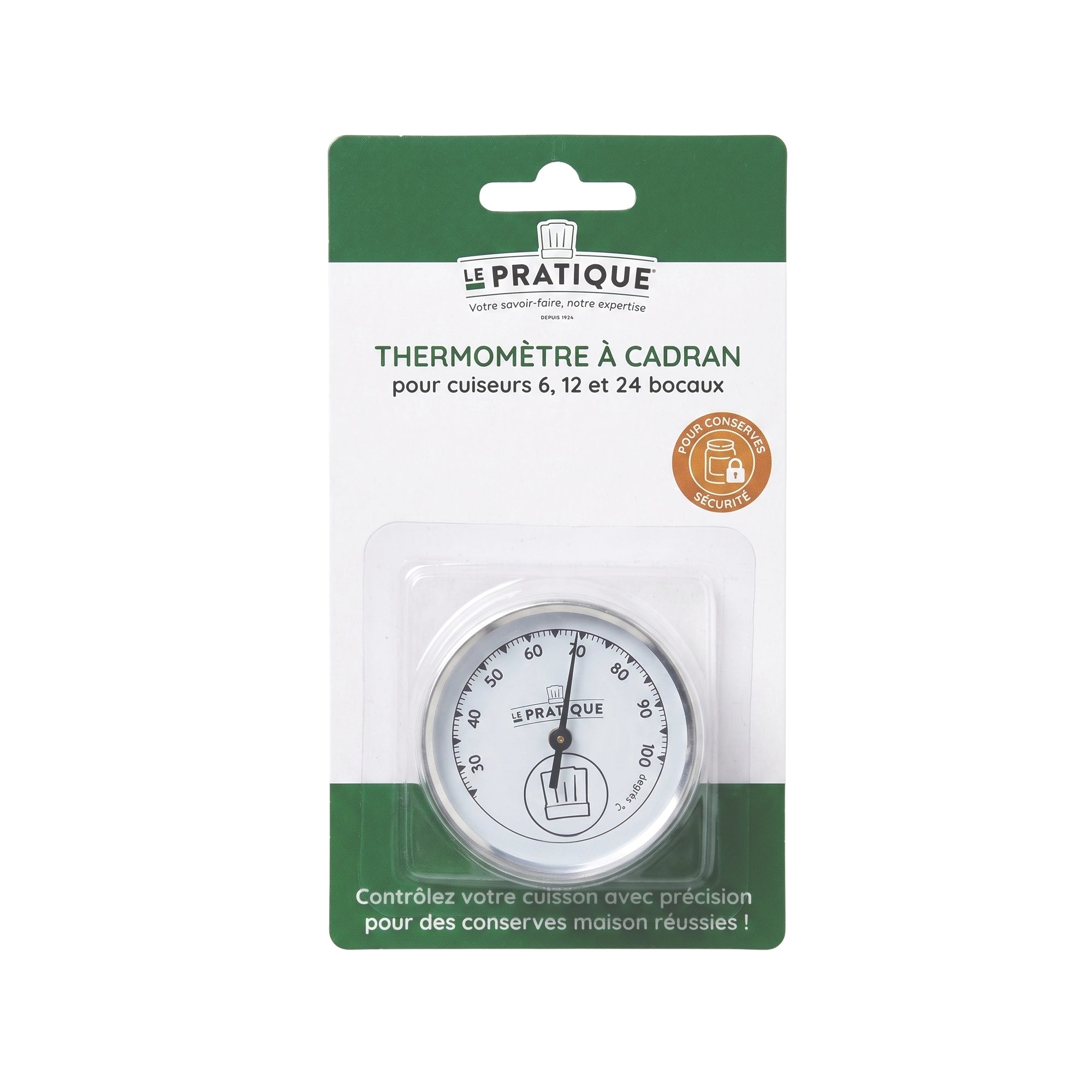 Le Pratique - Inmaakthermometer - Wijzerthermometer voor Weckketel en Inmaakpan - verpakking