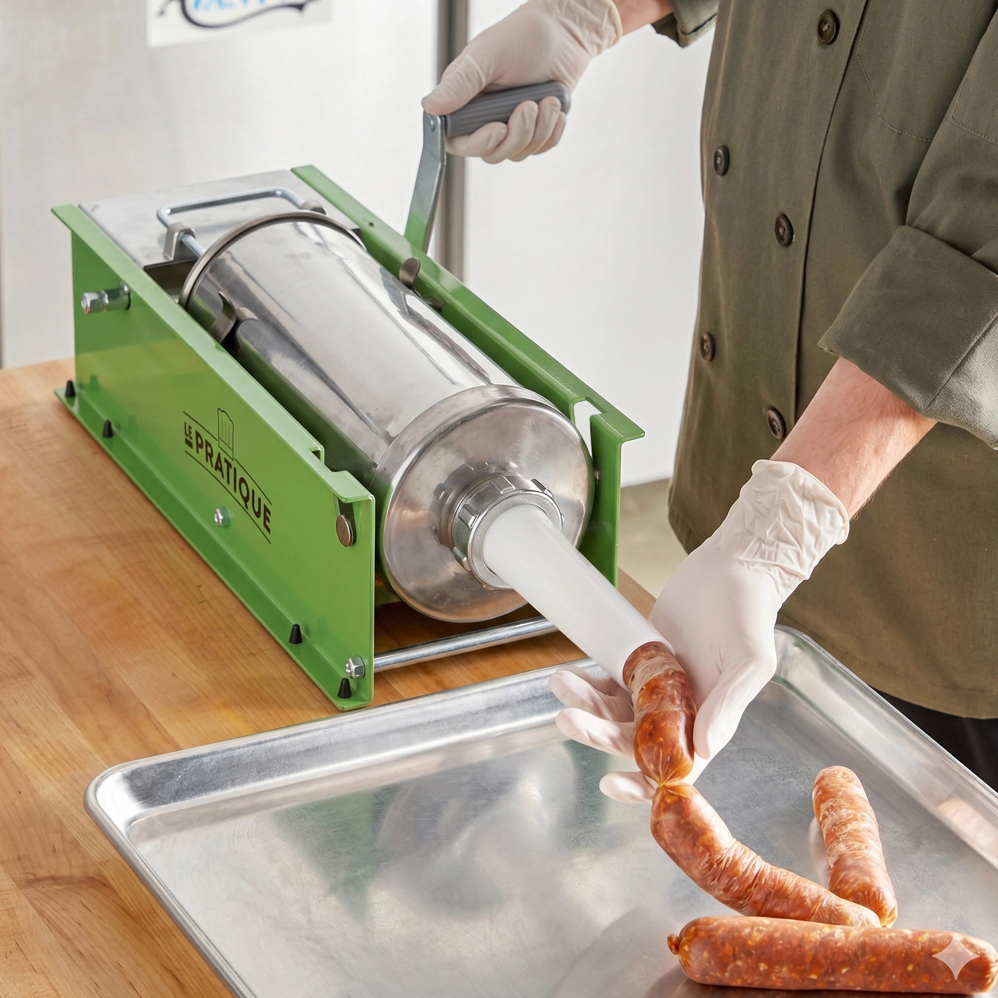 Le Pratique - Worstenvuller Horizontaal 7L - RVS cilinder 2 snelheden - sfeerbeeld