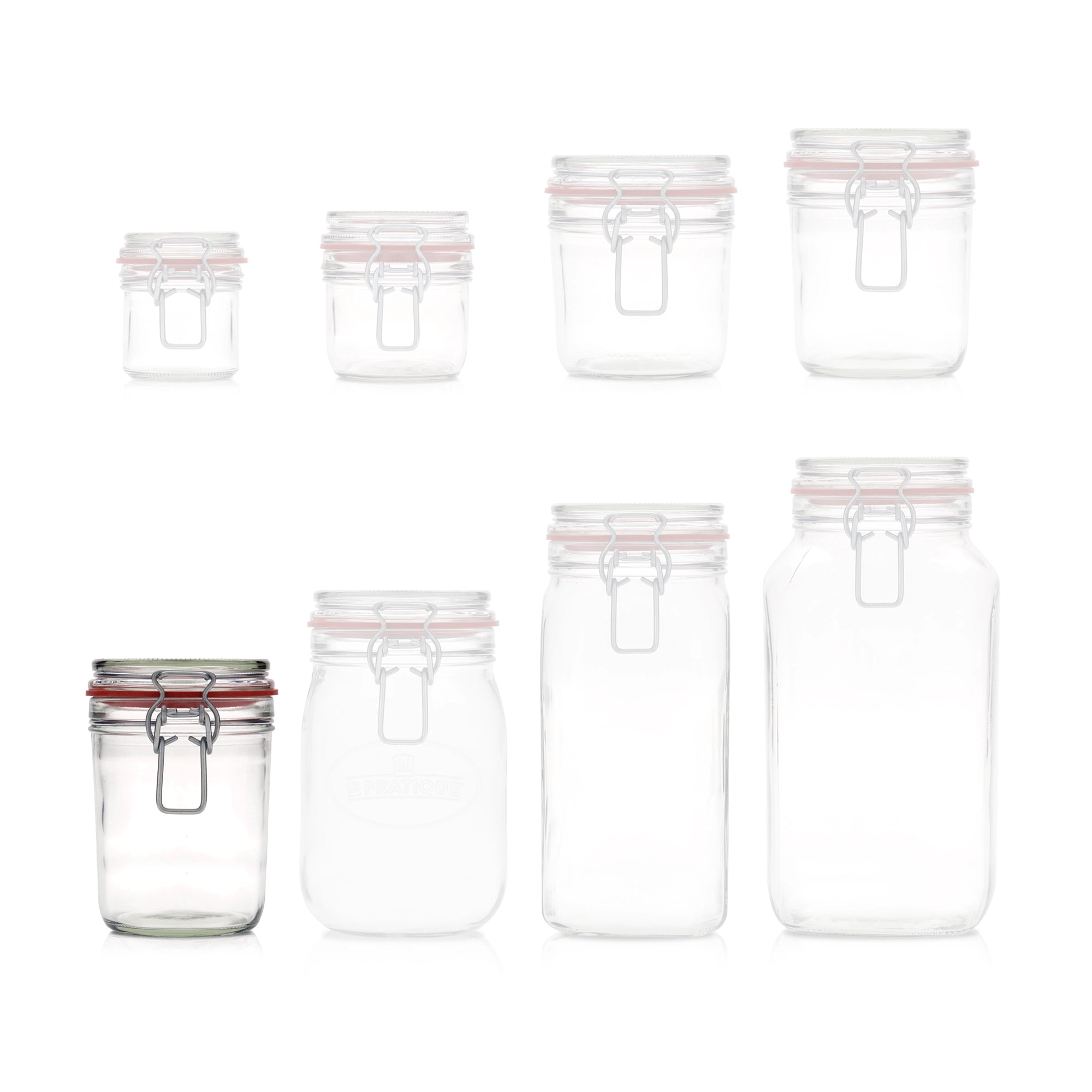 Le Pratique - Weckpot - 6x0,75 Liter - Set van 6 Beugelpotten 750ml - maatindicatie miniatuur