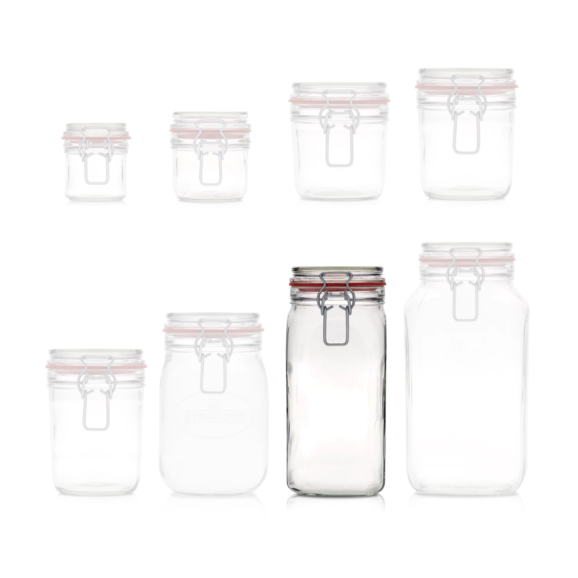 Le Pratique - Weckpot - 1,4 Liter - Vierkante Beugelpot 1400ml - maatindicatie miniatuur