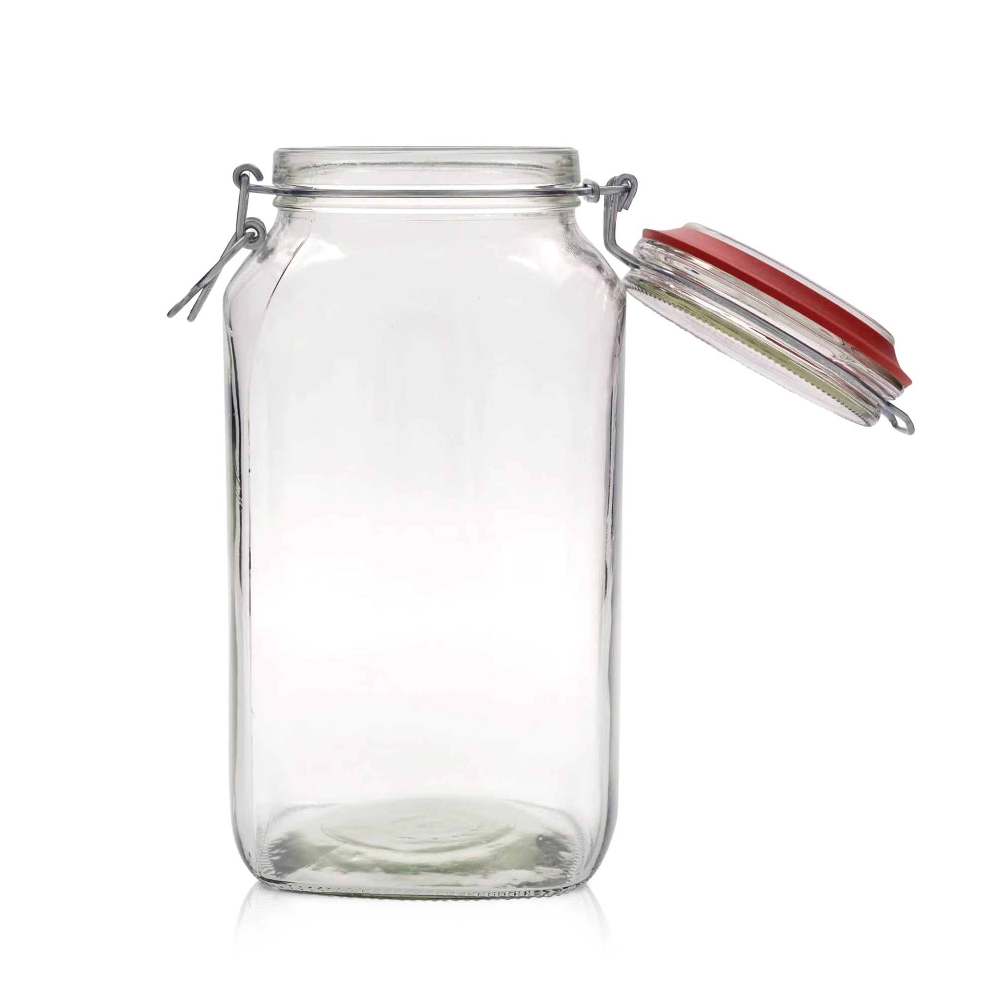 Le Pratique - Weckpot - 2,5 Liter - Vierkante Beugelpot 2500ml - open miniatuur